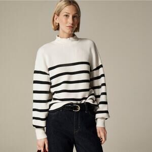 J.Crew Heritage Terry Mockneck Sweatshirt WMNS XL Kate Placed Stripe Black White